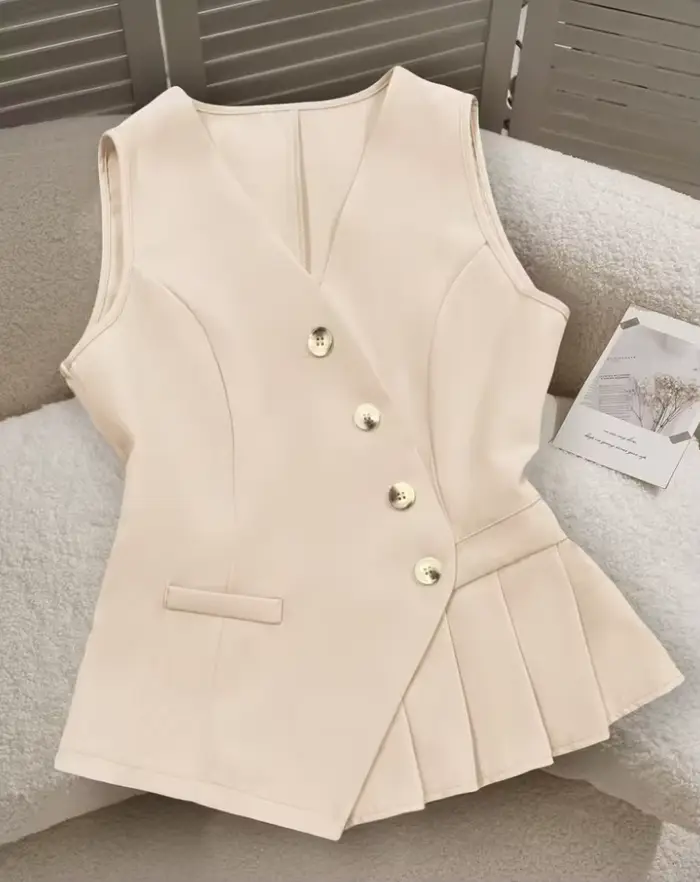 Gilet sans manches à col en V pour femme
