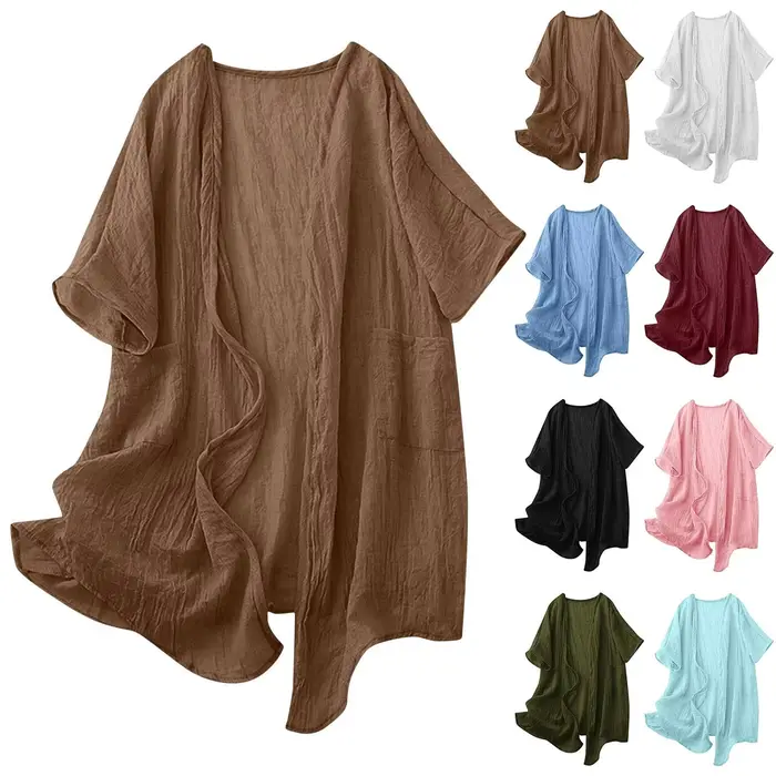 Cardigan en coton et lin pour femmes