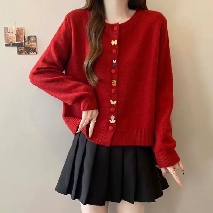 Le nouveau pull de couleur unie pour femmes, automne et hiver 2021, décontracté, la veste Cardigan t