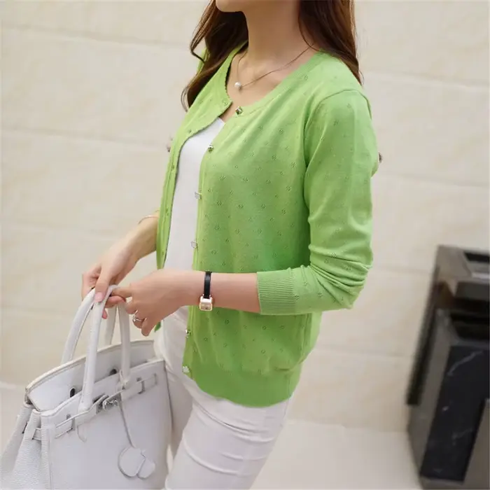 Mode coréenne pull femmes court Cardigan manteau dames femme tricot pull à manches longues Crochet d