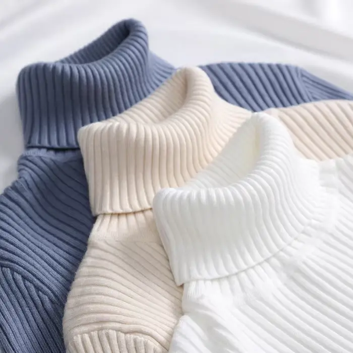 Femmes automne pull à col roulé tricoté doux pulls cachemire