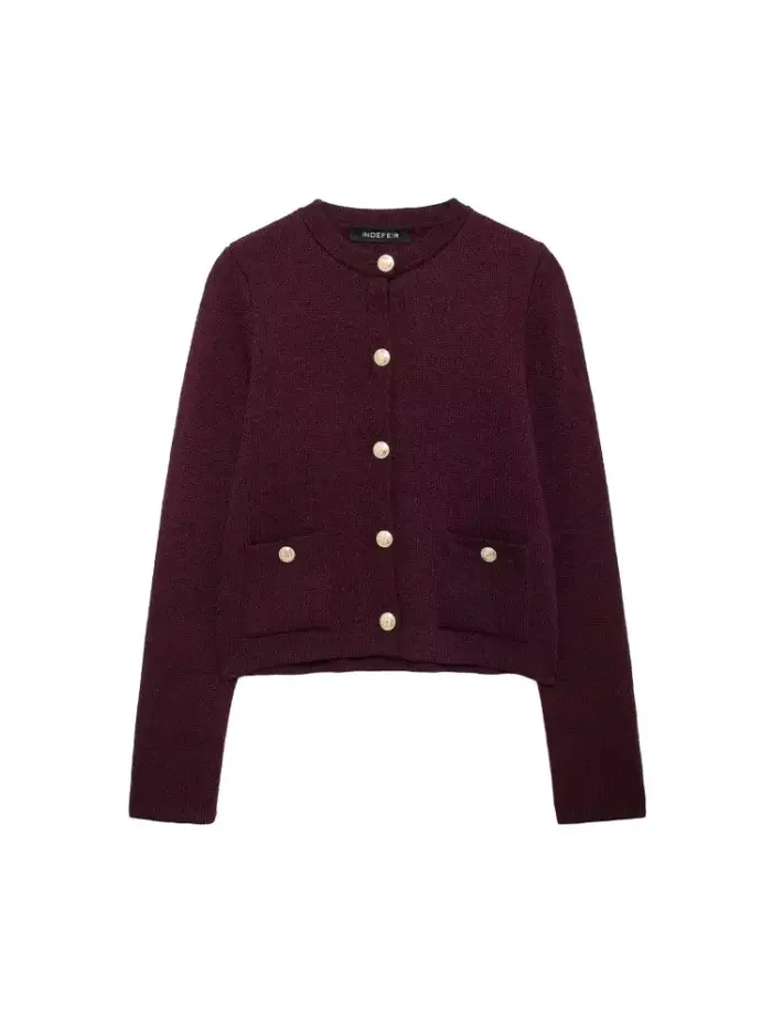Cardigan en tricot avec boutons pour femmes, manteau Harajuku Vintage, col rond, pull d'automne, bor