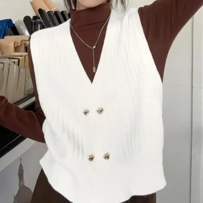 Haut tricoté à boutons pour femmes