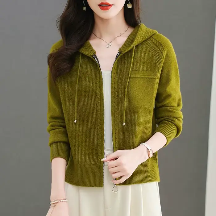 Cardigan tricoté à capuche rouge Rose pour femmes, court, nouveau Style avec ceinture haute, veste p