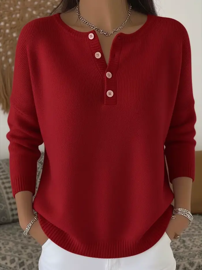 Pull en laine à boutons et col en v pour femme, couleur unie, décontracté, à la mode, nouvelle colle