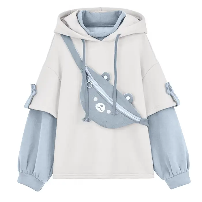 Sweat à capuche ours à manches longues pour femmes