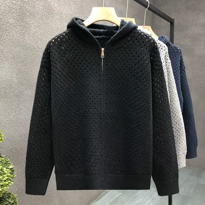 Nouveau pull Cardigan à capuche évidé, veste de Couple pour hommes de printemps et d'automne, haut v