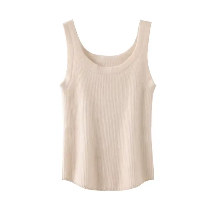 Camisole en tricot à col rond pour femme, 100% cachemire, haute élasticité, glaCrop, précieuse, douc
