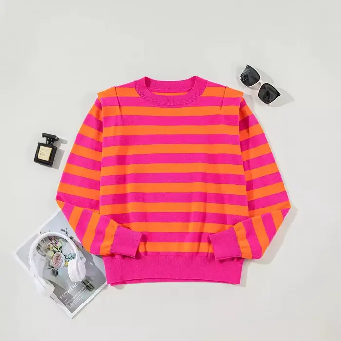 Pull tricoté rayé pour femmes, épaulettes, manches longues, mode hiver, nouveau Style, bloc de coule