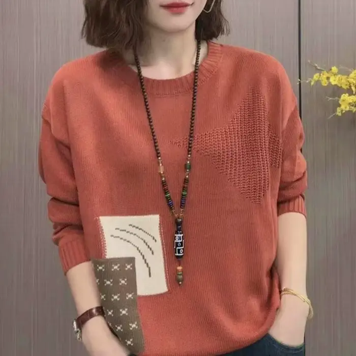 Pull chaud à col rond pour femme