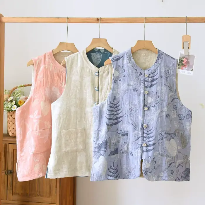 Gilet imprimé Floral Vintage pour femmes