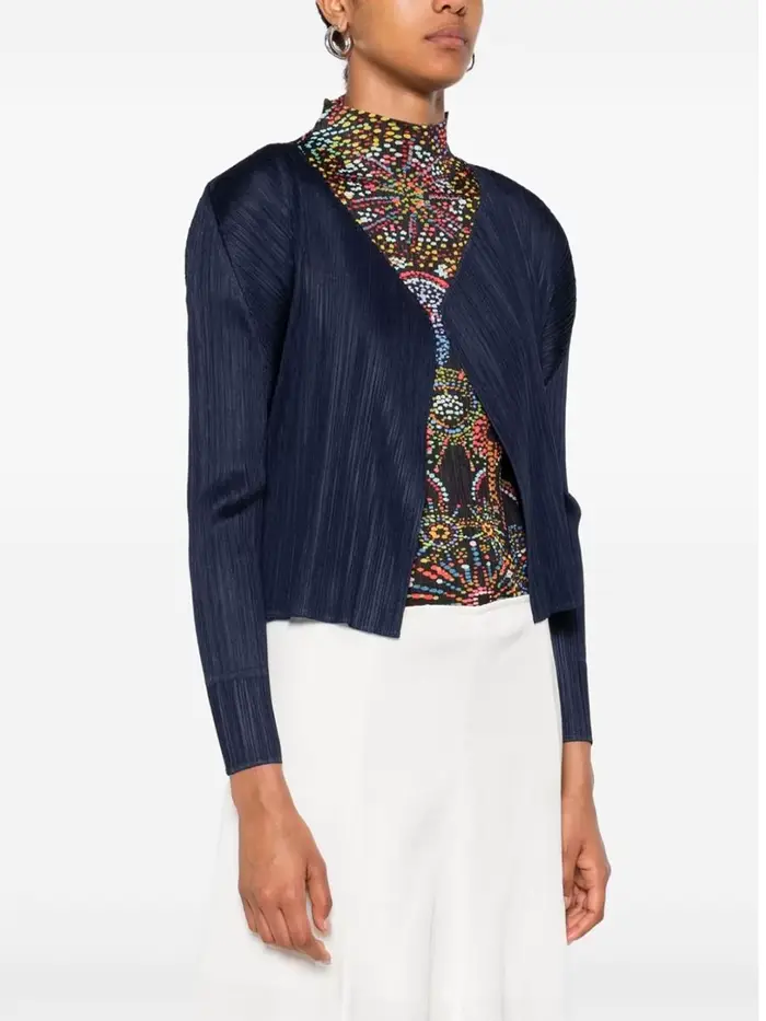 Cardigan plissé à manches longues Miyake, haut d'automne