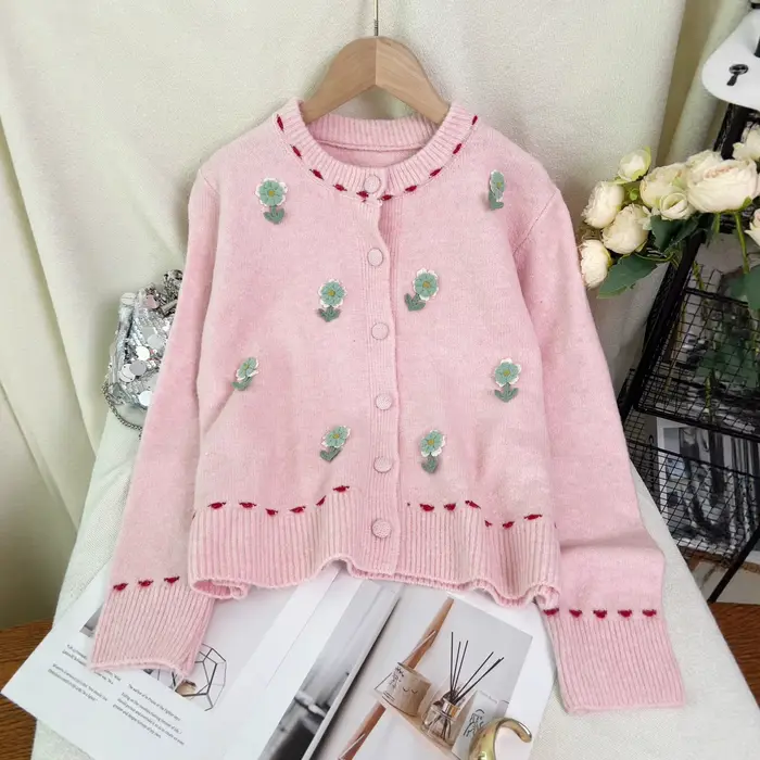 Cardigan Polyester Patchwork Style Élégant Mode Automne Hiver Occasionnels Femmes