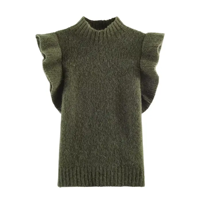 KONDALA Chic 2026 – Nouveau Gilet Long Tricoté Uni pour Femme, Style Plissé Décontracté, Sans Manche