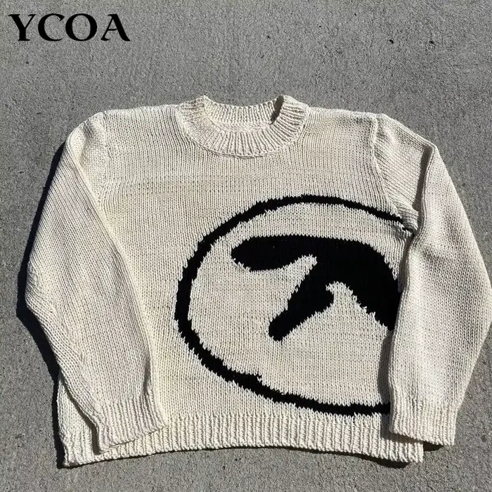 Pull Aphex Twin Knit Y2k femme décontracté en polyester et coton pour automne hiver ocassions spéciales