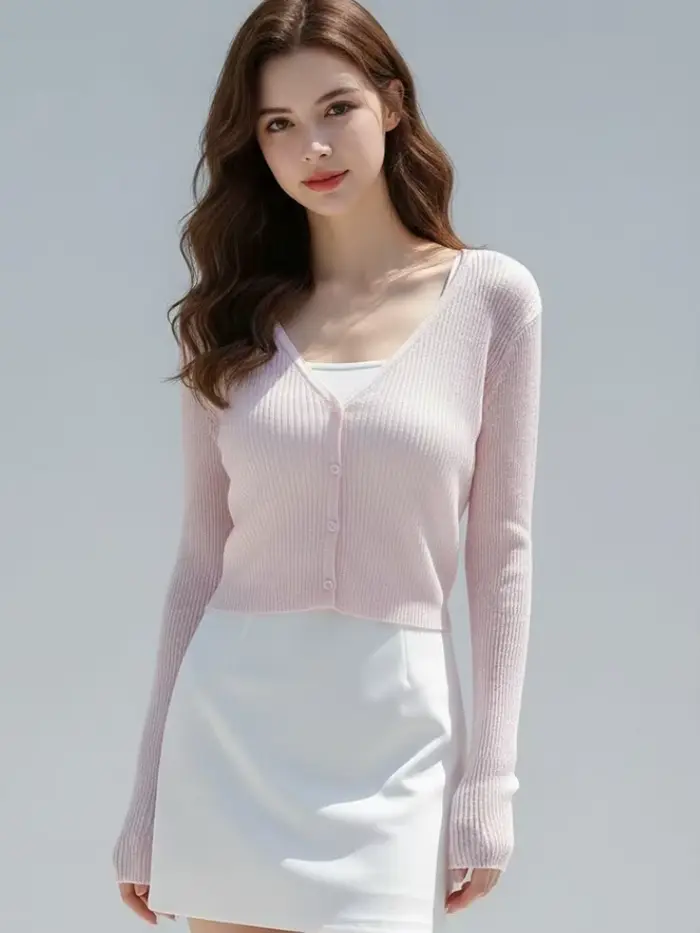 Cardigan coréen pour femme, fin, décontracté, uni, anti-UV, polyvalent, tricoté, col en V, style dou