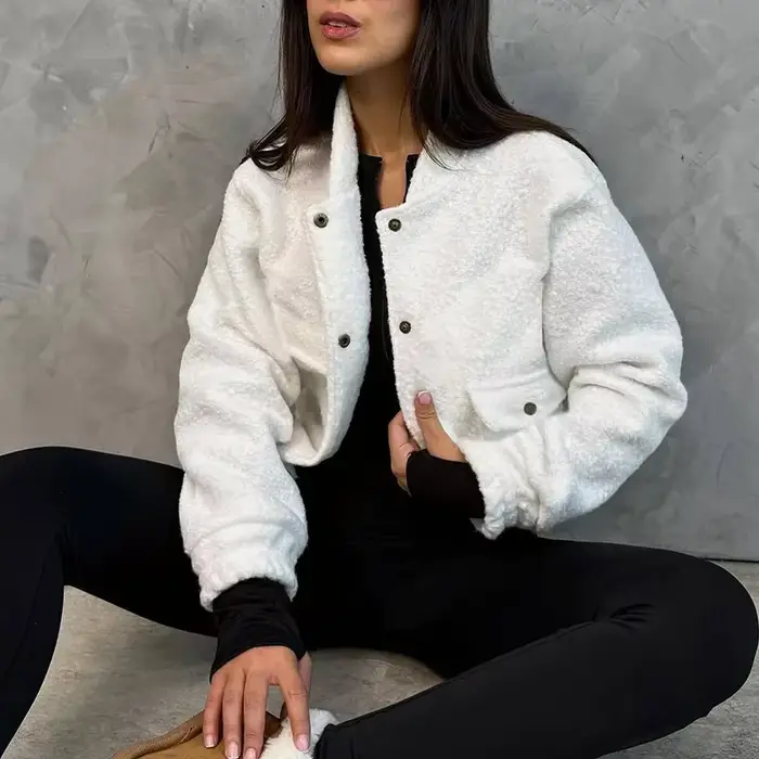 Veste Cardigan à col montant pour femme, manches longues, doublure polaire, sweat à capuche, vêtemen
