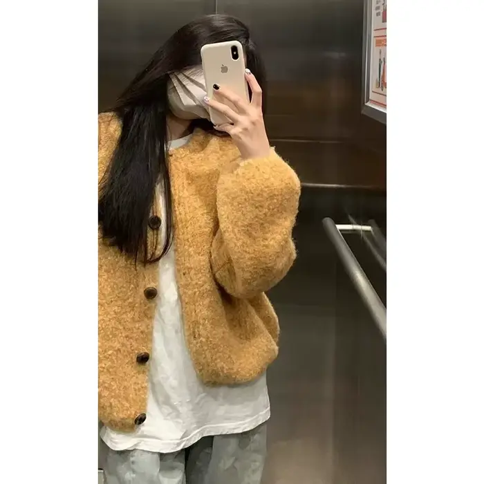 Cardigan en tricot pour femme, collection automne 2025, coupe courte et ample