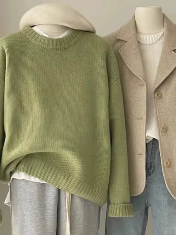 Pull en cachemire pur 100% à col rond pour femme