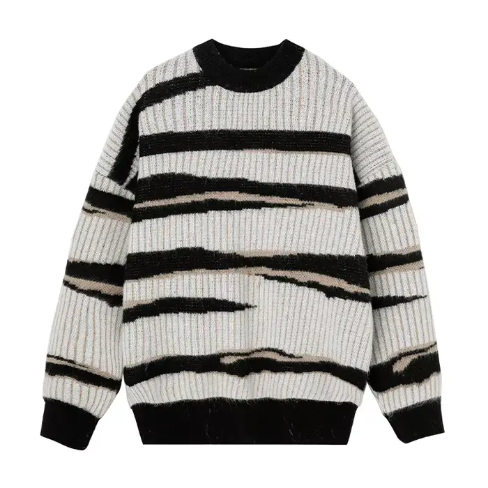 Pull à motif de contraste irrégulier, automne hiver, nouveau japonais rétro Imitation cerf en peluch