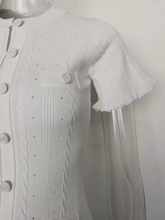 Robe midi vintage en tricot torsadé à manches courtes volantées pour femmes, élégante pour fêtes et décontraction, disponible en plusieurs couleurs et tailles, pour des occasions spéciales et quotidiennes