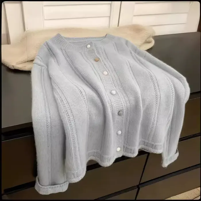 Femmes tricoté pull torsadé creux automne hiver Chic ample à manches longues Cardigan hauts Vintage 