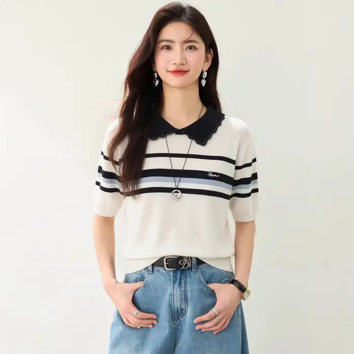T-shirt décontracté polyvalent à manches courtes pour femme