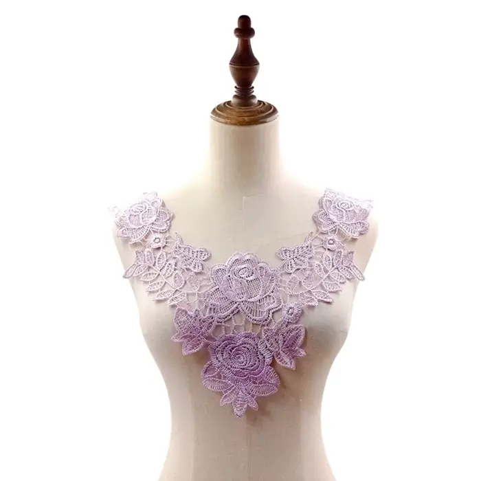 Lot de 6 cols brodés élégants à motif ajouré, en dentelle ajourée tendance, en polyester, à motif fl