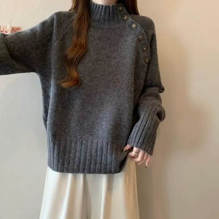 Pull tricoté à col mi-haut pour femmes