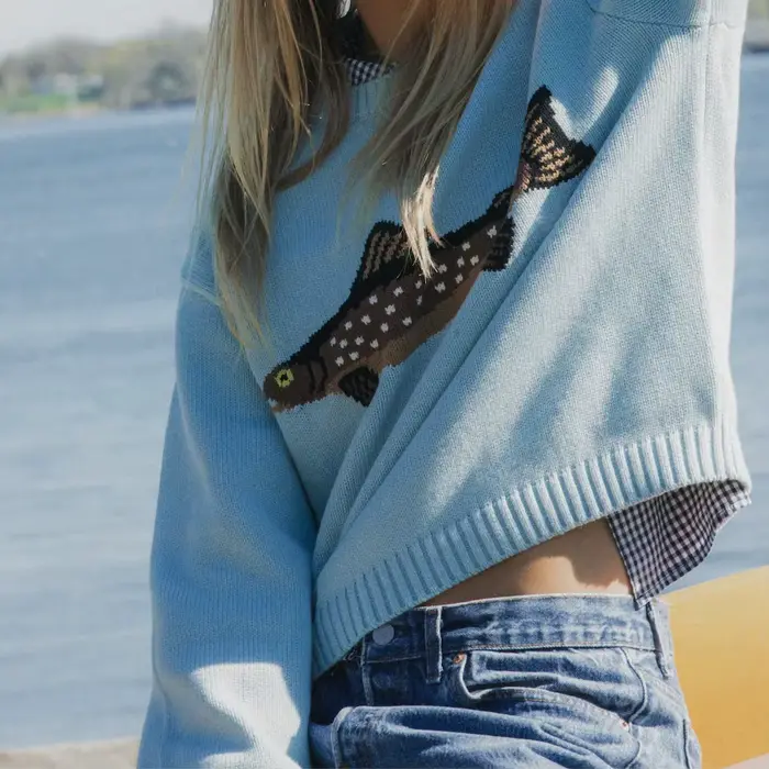2025 Collection femmes O cou poisson broderie chandails Premium automne hiver couleur unie pulls décontracté