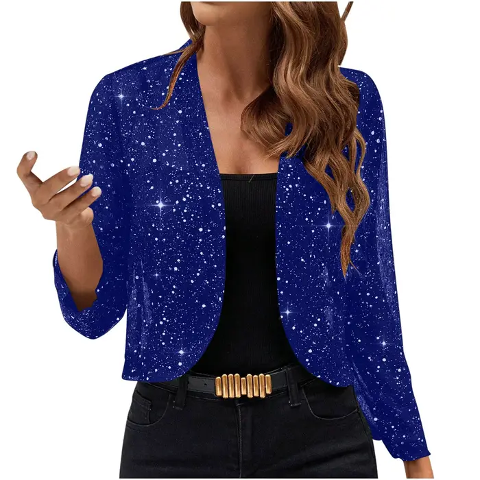 Femmes élégant Cardigan vestes courtes décontracté brillant décoration vous apporter un tempérament 