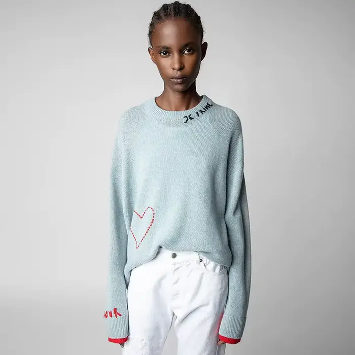 Pull en laine brodé de lettres pour femmes, pulls super chics, pulls féminins, streetwear d'automne,