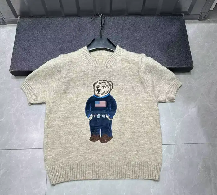 Marque Design ours dessin animé broderie tricoté Pull Femmes T-Shirt tricots de style décontracté pulls Femme hauts
