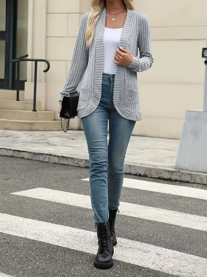 Cardigan en tricot côtelé pour femme