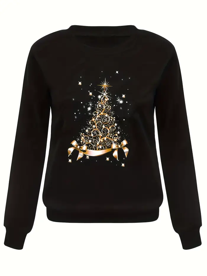 Pull ample imprimé de noël pour femmes, manches longues, noir, haute qualité, Vintage, tendance, déc