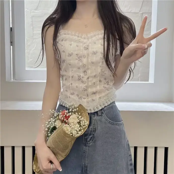 Gilet floral sexy en dentelle française avec un beau dos enveloppé autour d'un