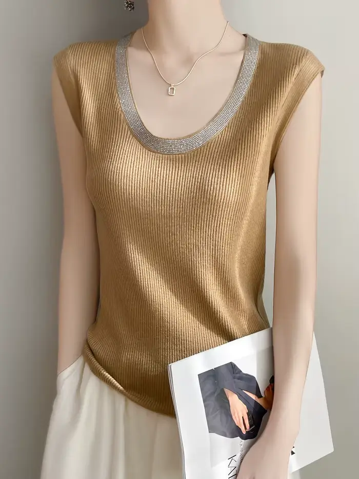 Débardeur en tricot sans manches pour femme
