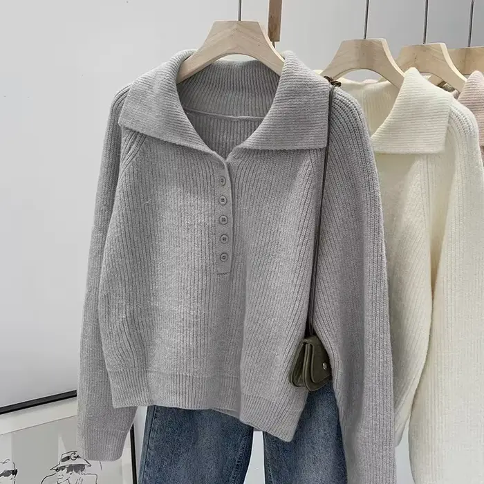 Pull surdimensionné à col rond pour femme