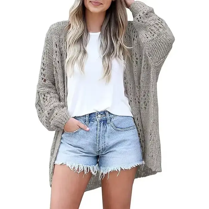 Cardigan au crochet vert foncé pull grande taille femme hiver tricot pull femme cardigan avec bouton
