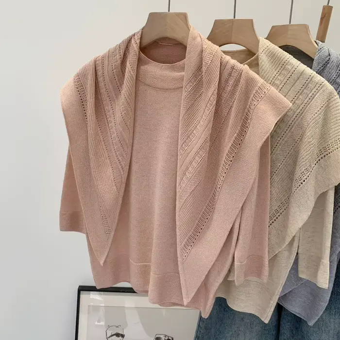 Pull tricoté semi-col roulé français pour femme