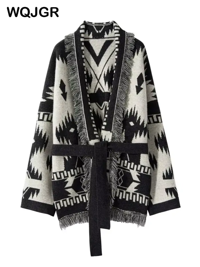 WQJGR cachemire Cardigan pull femmes glands tricot Jacquard manteau hiver haute qualité femme vêtements à manches longues hauts