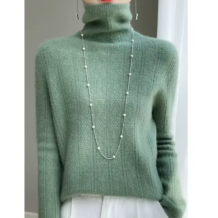 100% laine cachemire pull femmes col roulé à manches longues hauts tricotés pulls automne hiver décontracté vêtements
