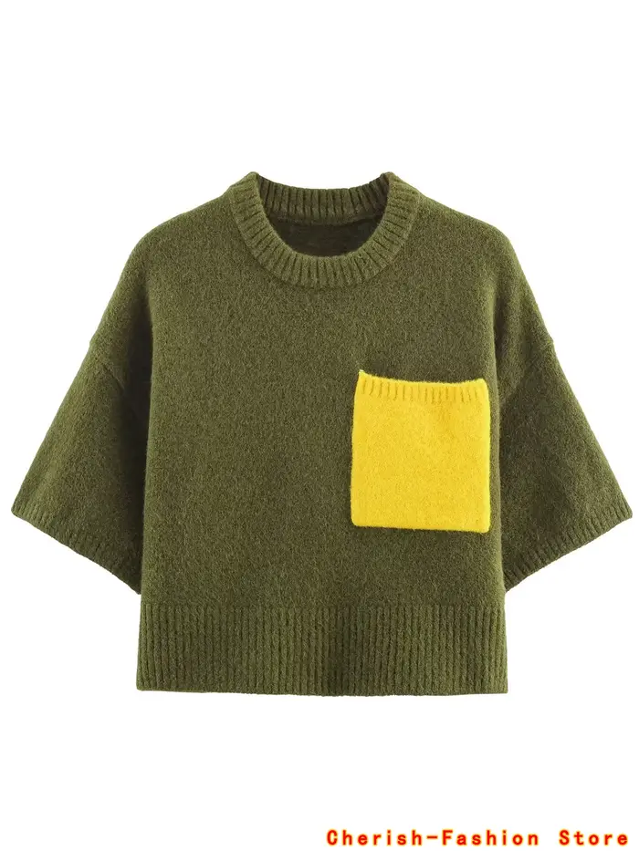 Haute qualité Aurumn Chic tricoté pull pull pour les femmes mode décontracté à manches courtes chaud