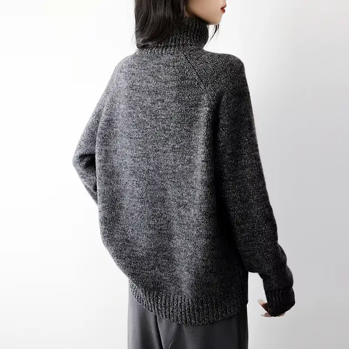 Pull à col roulé en laine de cachemire pour femme, décontracté et chaud, coupe ample, tricoté pour l'automne hiver, élégant et confortable pour toutes les occasions
