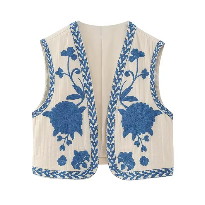 Maemukilabe femmes Vintage Floral brodé gilet ouvert dames Style National gilet veste tenues décontr