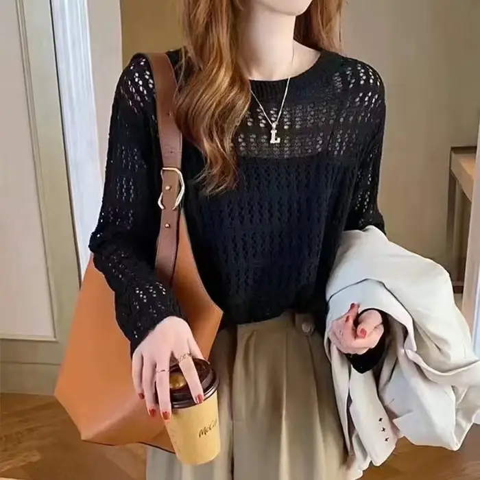 Pull court en polyester élégant pour femmes style vintage occasions estivales printemps été