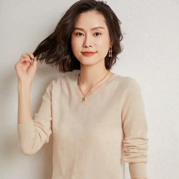 Pull femme col en v manches longues 100% pur cachemire automne hiver chaud doux tricot pull nouveau 