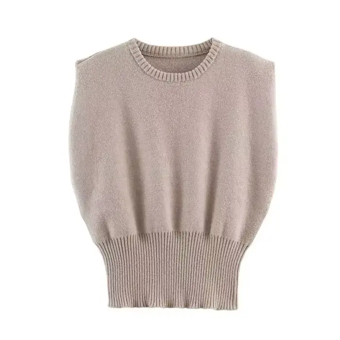 Gilet en tricot pour femme, sans manches, court, en fausse cachemire, collection automne 2026