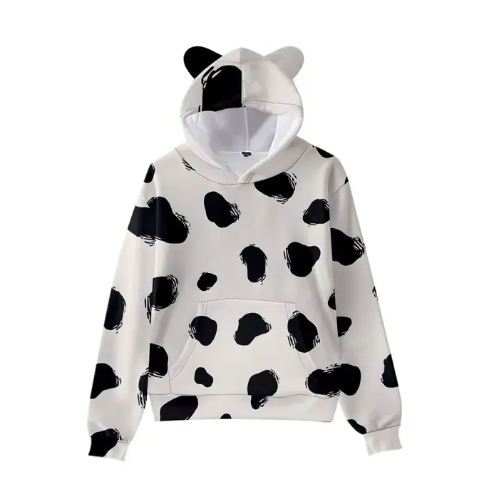 Sweat à capuche imprimé vache pour femmes