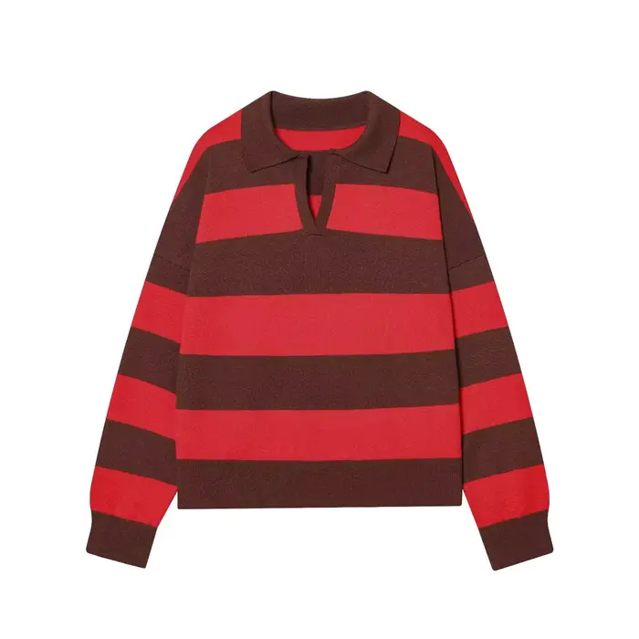 Nouveau Pull-Over Chic en Maille Rayée pour Femme Printemps 2026 – Tendance Jeune Femme, Idéal Voyag